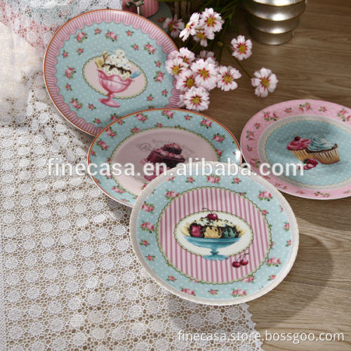 8 Inches Fine New Bone China Porcelain Pie Plate of Ice Cream